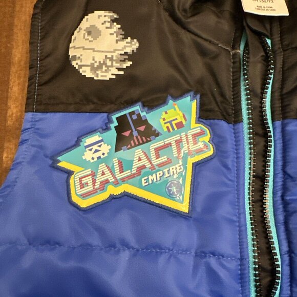 Disney Star Wars Galactic Empire Puffer‎ Vest Youth Size 11/12 Full Zip Blue - Picture 3 of 8